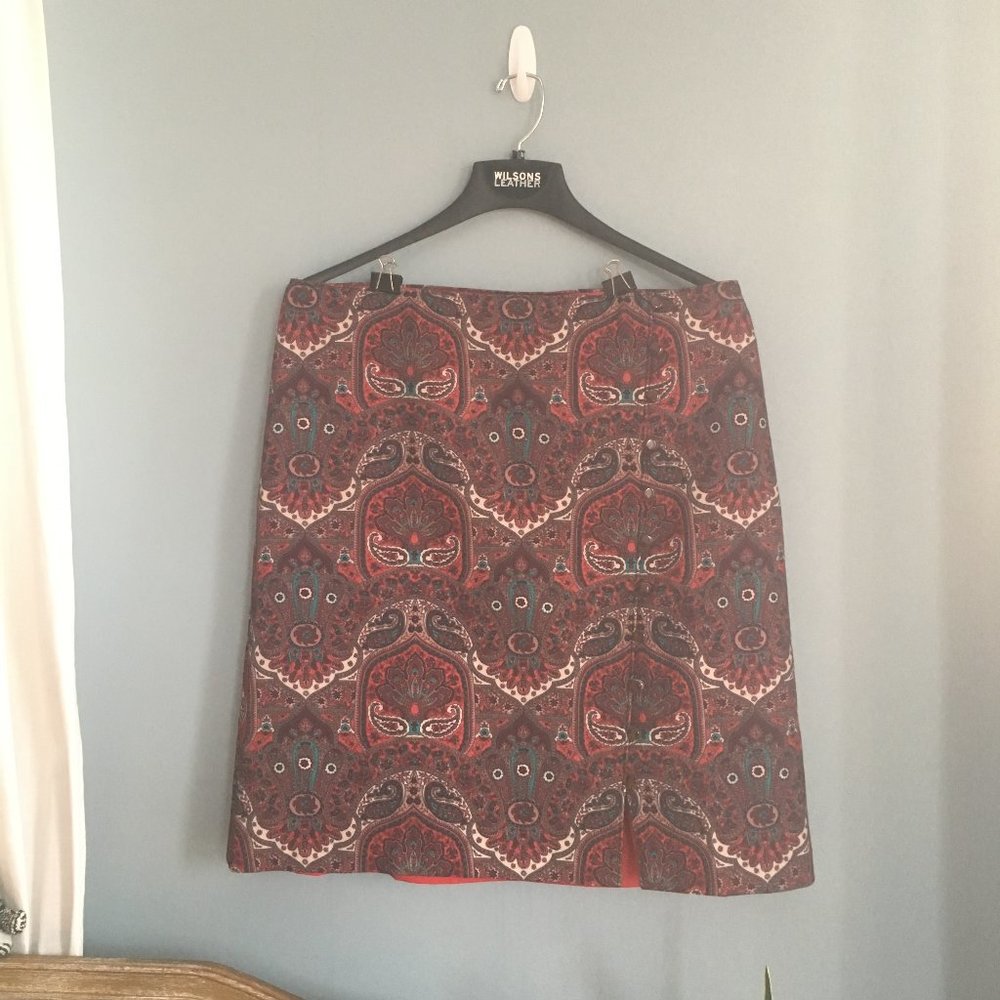 NWT Talbots Paisley skirt with button accents --16